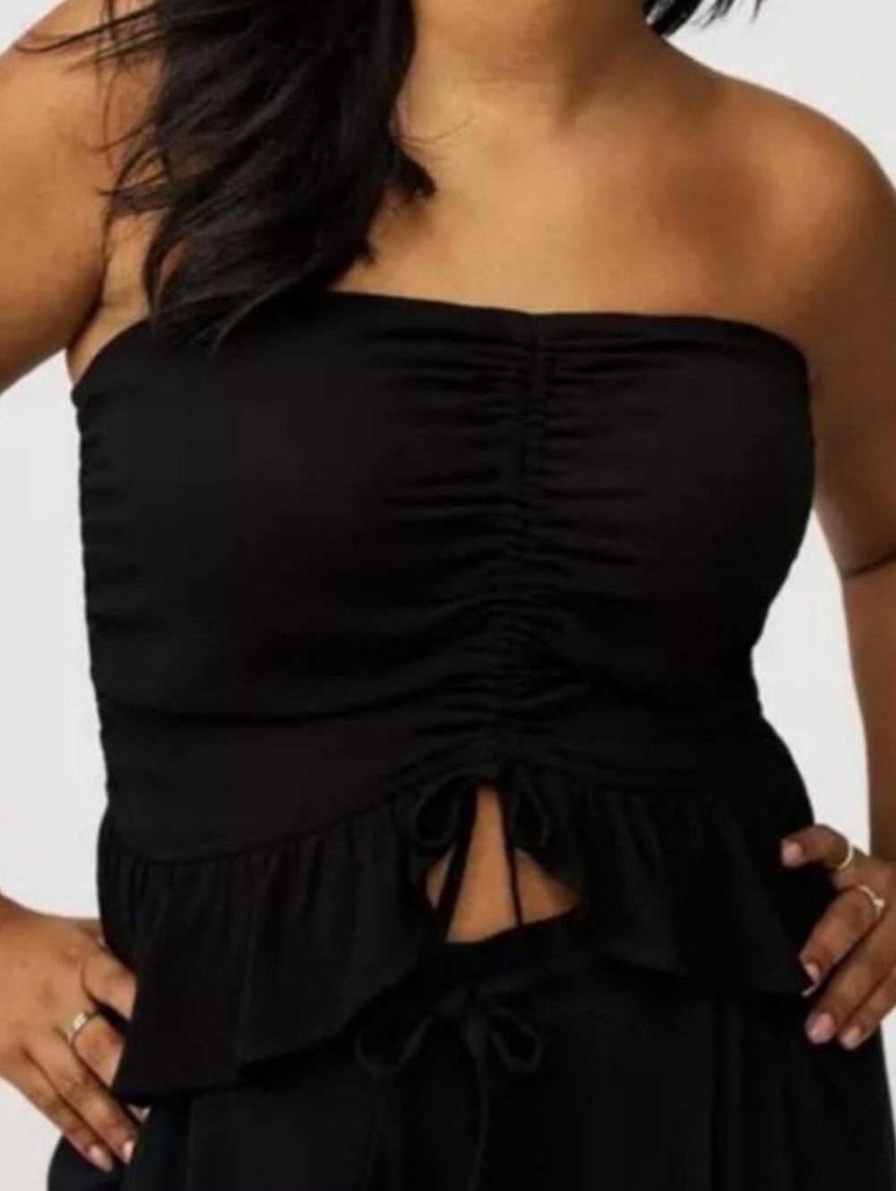 Torrid Size 2X Black Crop Top Cinched Bust